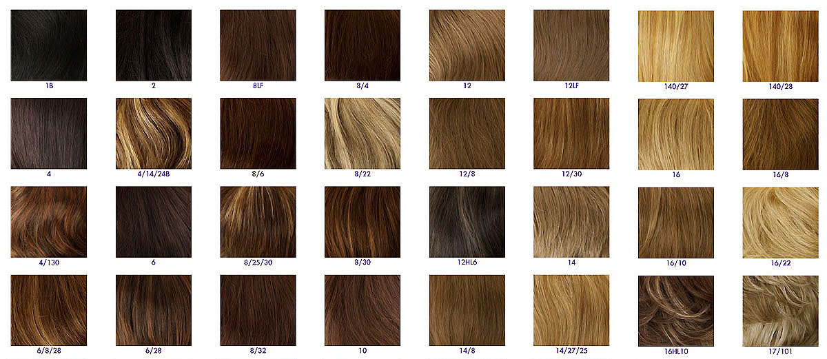 Human Hair Wig Color Charts